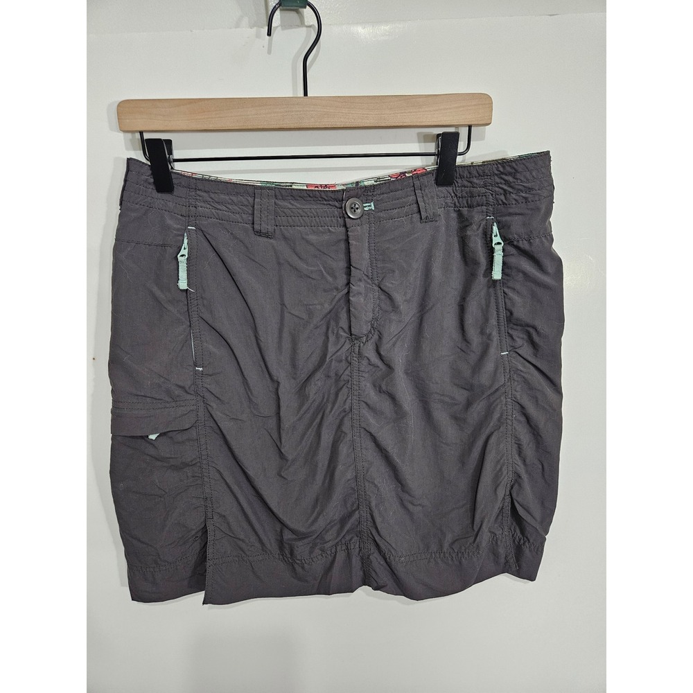 Eddie Bauer Travex Skort Womens 8 Gray Hiking Travel Nylon Mini Skirt Pockets